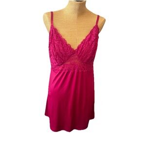 Delta Burke Size 3X Lingerie Babydoll Slip Dress Baby Nightgown Sexy Hot Pink